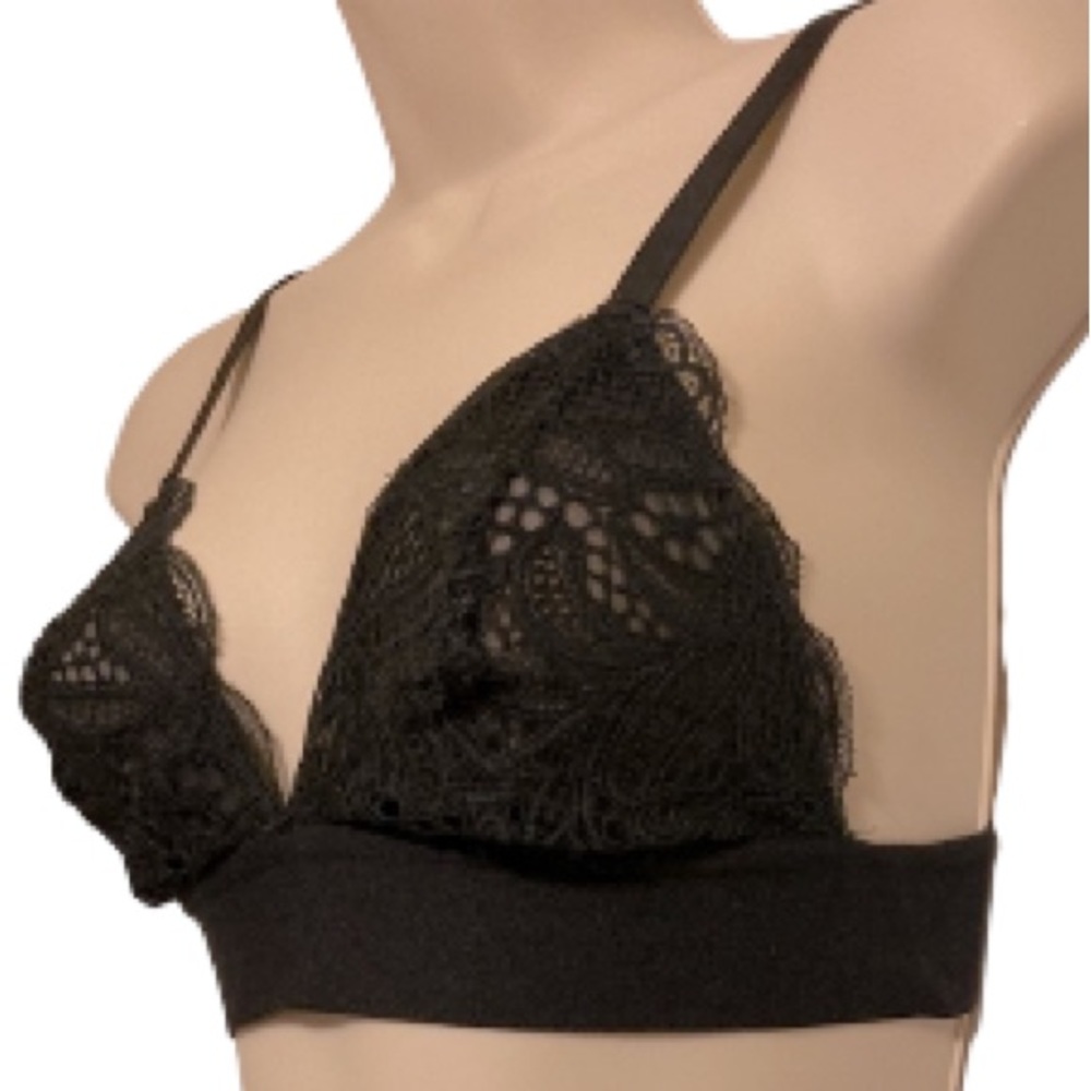 LIVELY Lacey Lace Paisley Boho Bohemian Bralette Black Size Small